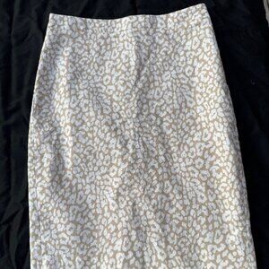 J. Crew Womens Pencil Skirt Animal Print Beige White Size O